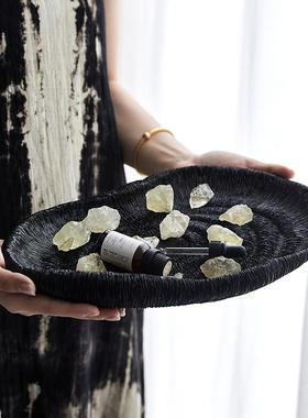 法式复古托盘轻奢高档香薰收纳茶几桌面艺术高级感不规则装饰摆件