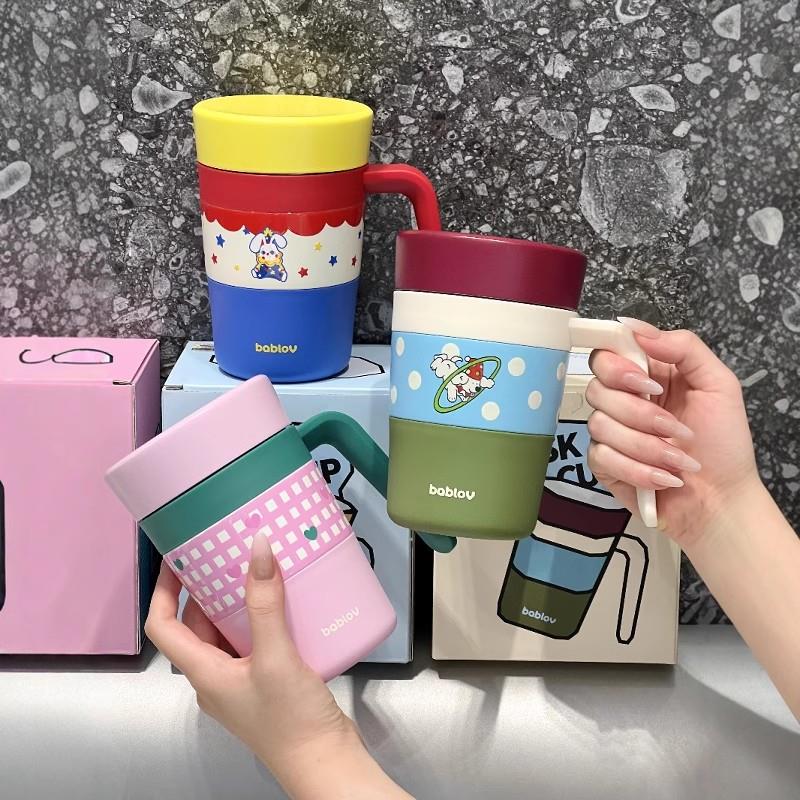 bablov保温杯陶瓷内胆女生高颜值办公咖啡泡茶杯带盖子马克杯礼物