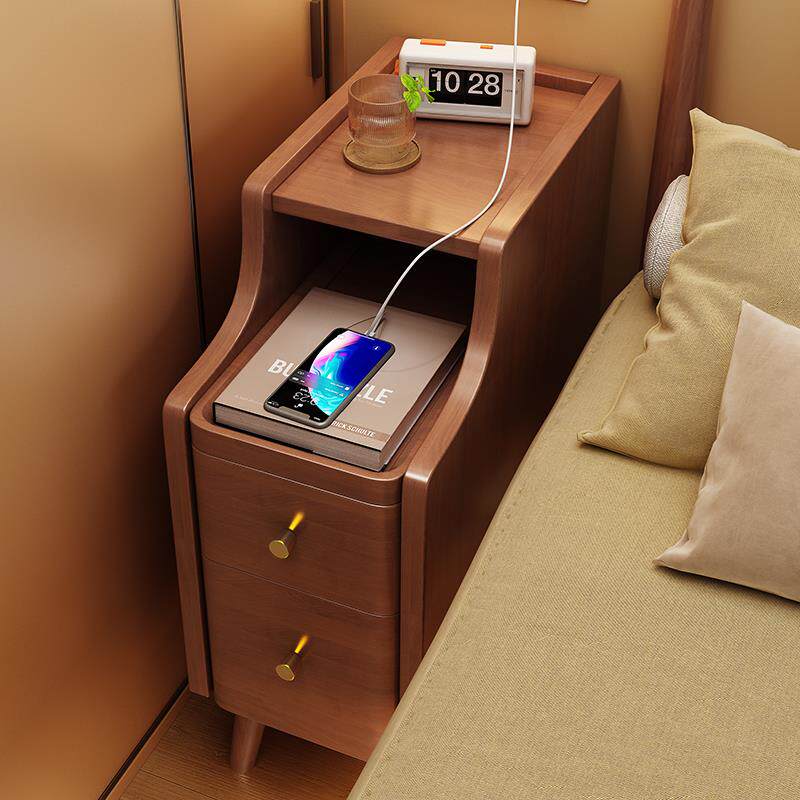 曲美家居实木床头柜卧室家用简约现代小型2025新款网红简易超极窄