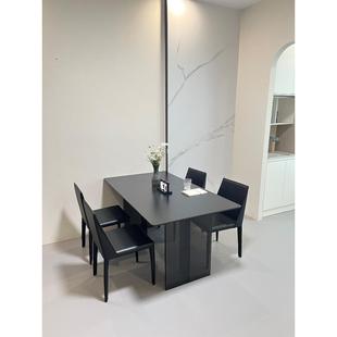 意式亚克力岩板全托餐桌覆合纯黑桌子悬浮桌简约长方形餐桌小户型