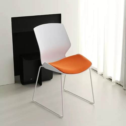 会议培训椅可叠落弓形无扶手简约座椅洽谈会议室会客靠背办公椅