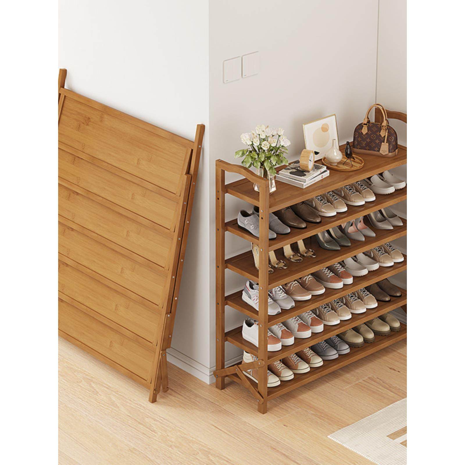 家庭鞋架门口家庭安装免费简单鞋架可折叠的鞋柜储物鞋架