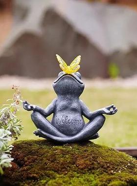 外贸新款瑜伽打坐青蛙太阳能灯户外气氛灯庭院阳台花园装饰摆饰