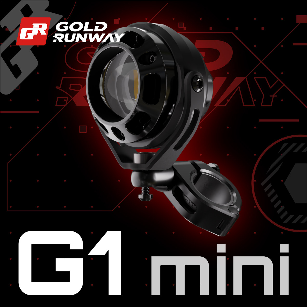 GR射灯G1mini摩托车强光铺路射灯LED爆闪灯远近光切线快拆射灯