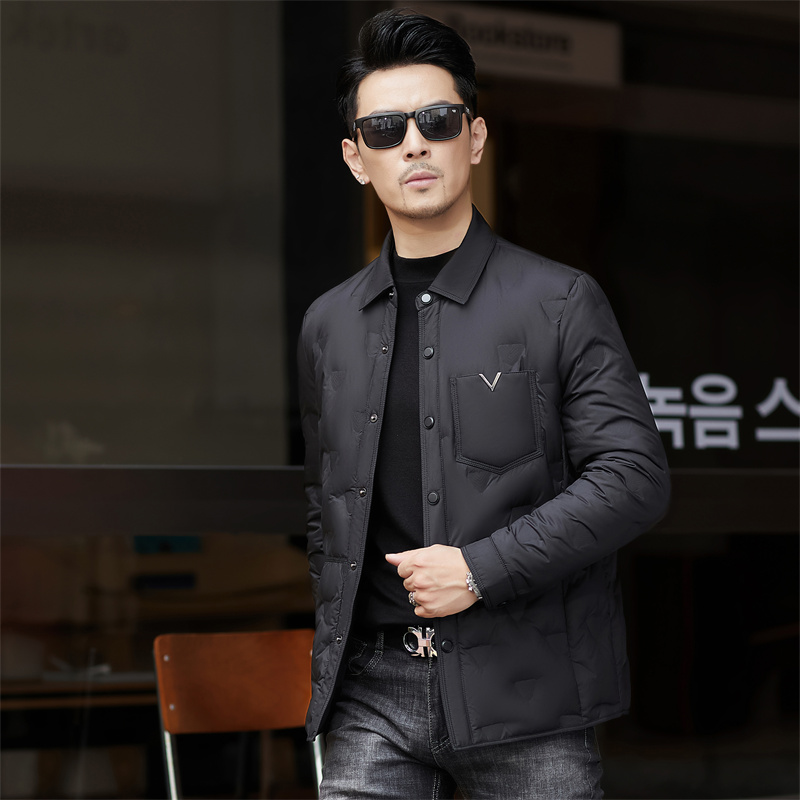 25冬季新款衬衫领保暖羽绒服男士