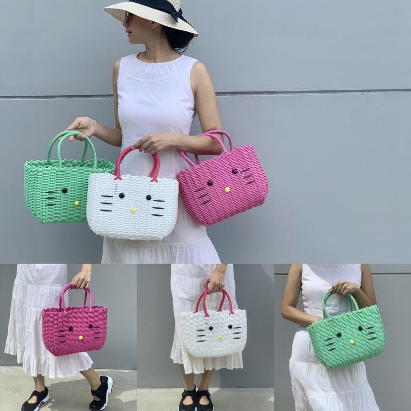 塑料篮子新款收纳篮手工编织包女手提包菜篮子沙滩包收纳筐洗澡篮