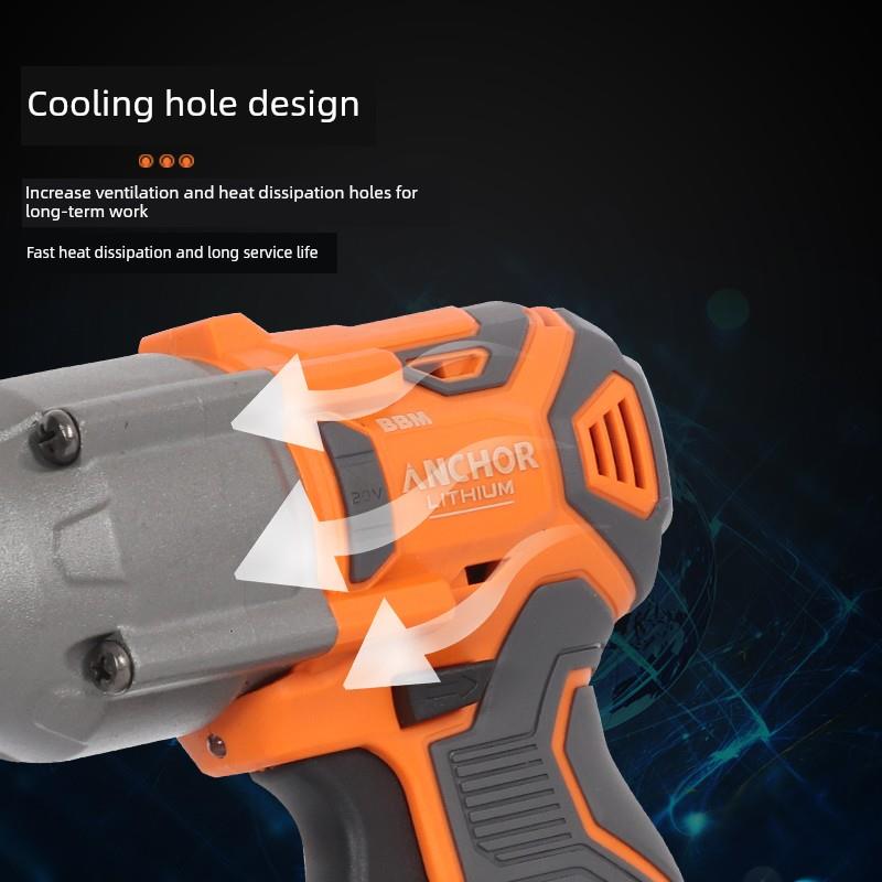 铁锚20V无刷锂电电动扳手750N超大扭力汽修维修充电式风炮