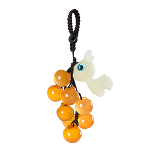 一鹿平安汽车锁匙扣女高档手机链串韩国可爱小车钥匙挂件玉饰品男