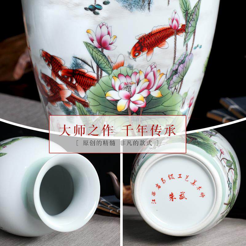 落地花瓶工艺品装饰复古中式客厅插花景德镇大手绘家居陶瓷器摆件