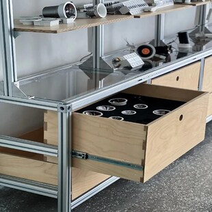 饰架家用 铝型材展示架多层书架桦木抽屉柜陈列柜组合置物架背景装