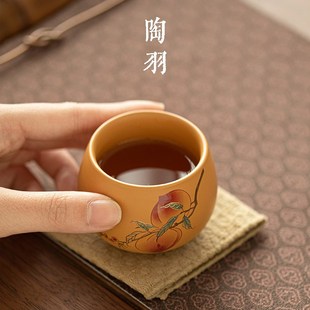 桃然自得黄泥紫砂茶杯家用主人杯单杯个人品茗杯功夫茶具茶盏
