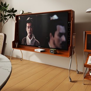 实木可移动电视柜复古小户型家用卧室电视机支架中古风客厅电视架