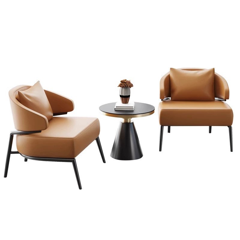 售楼处轻奢洽谈桌椅组合酒店商务单人G沙发接待休息区休闲一桌四