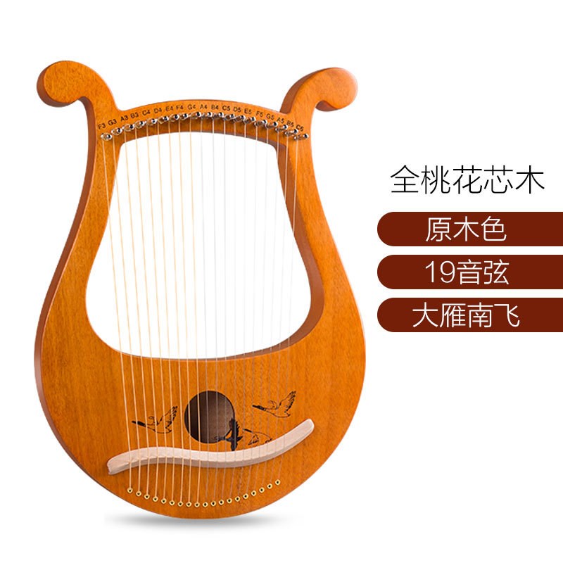 19弦莱雅d琴初学者竖琴便携式19音小竖琴19弦里拉琴lyre琴箜篌乐