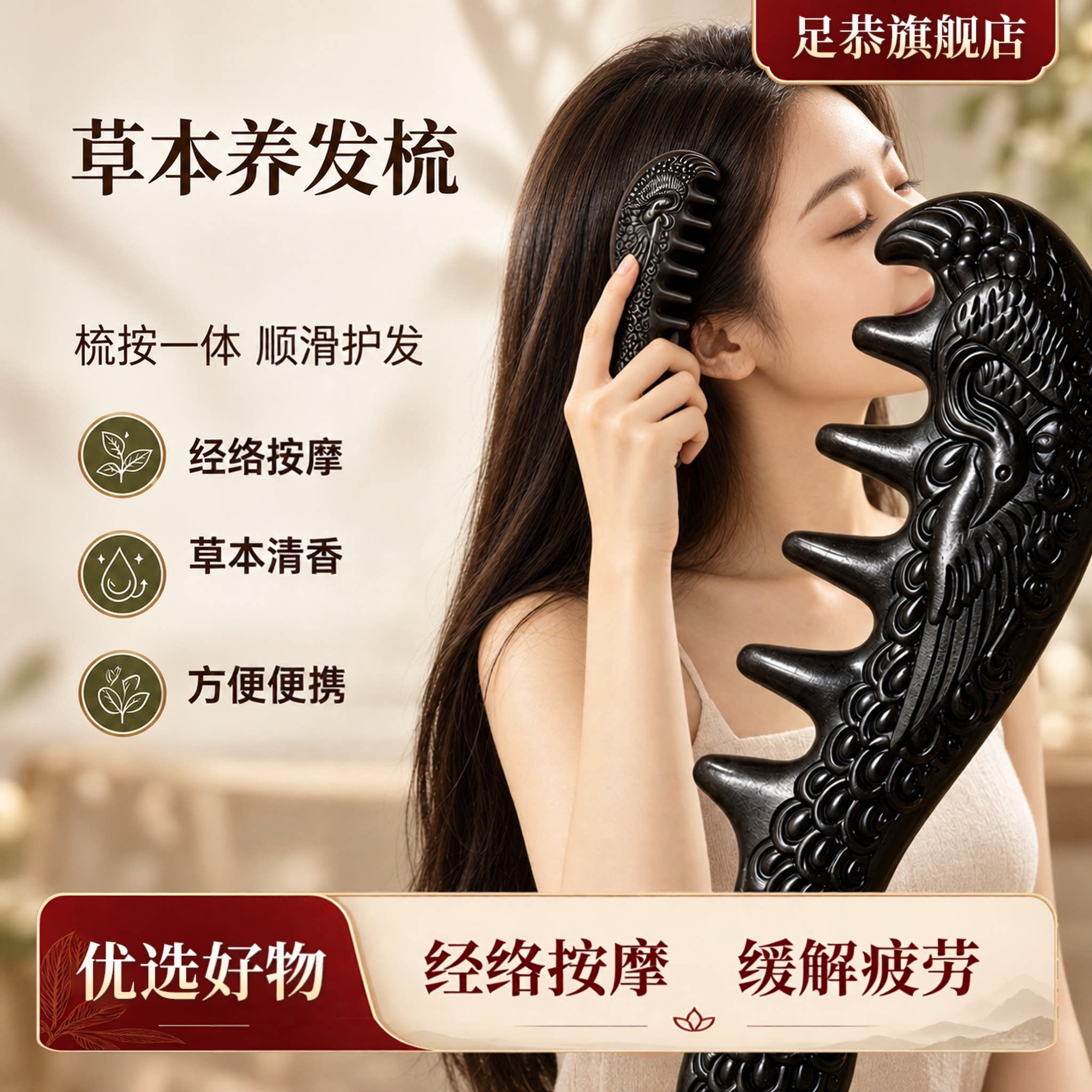 草本孔雀经络按摩梳养发护发