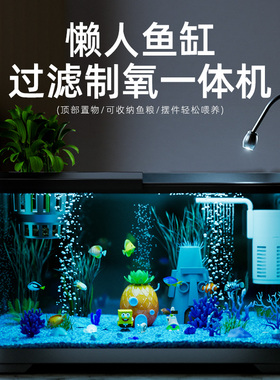 鱼缸过滤制氧一体机2025新款小型客厅生态造景全套亚克力金鱼海缸