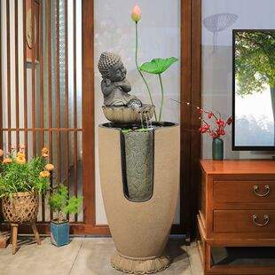 汉韵堂新中式 饰 流水摆件循环水景鱼缸室内客厅电视柜旁落地景观装