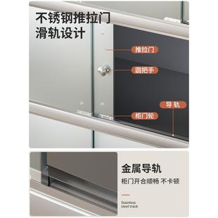 不锈钢柜子储物柜带门厨物房F975M8HJ收纳货置架落地层有门架阳多