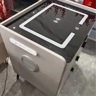 智能实木多床头柜卧室用家轻奢简约线充灯功能三层床边柜0006整带