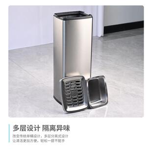 长筒不锈钢吸烟区垃7号组 形高档盖室内烟外灰缸垃圾带桶商用立式