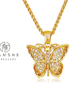 合金NANSHE/南奢 铜合金 轻奢气质金色蝴蝶项链 L455 M