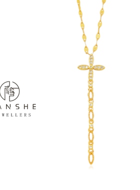 NANSHE/南奢 四叶草叶十字架环环相扣项链L1093
