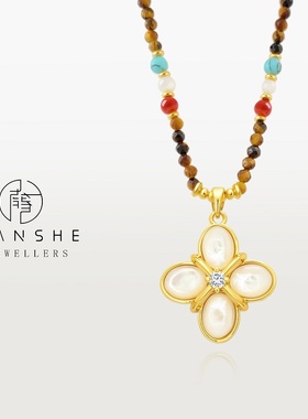 NANSHE/南奢 原创设计款天然虎眼串珠项链美拉德项链L1720