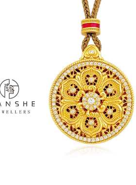 NANSHE/南奢 【点钻花窗】新中式莲花圆盘项链