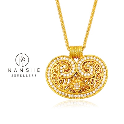 【桐桐专属】NANSHE南奢 铜合金 如意锁古法妙莲锁包镂空花丝项链