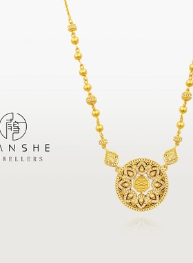 NANSHE/南奢 【螺钿四美】花丝莲花罗盘项链宫廷风L1590