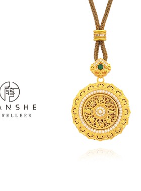 NANSHE/南奢 铜合金 两款古法八宝罗盘花丝圆盘项链 L1520