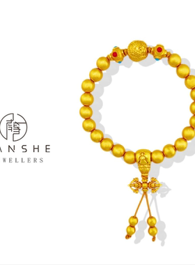 NANSHE/南奢 古法实心圆珠三通龙珠手串手链L1147