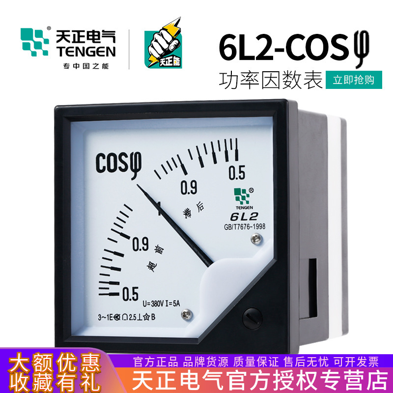 天正6L2-S指针式三相功率因数表频率表6L2-COSφ380V220V60HZ