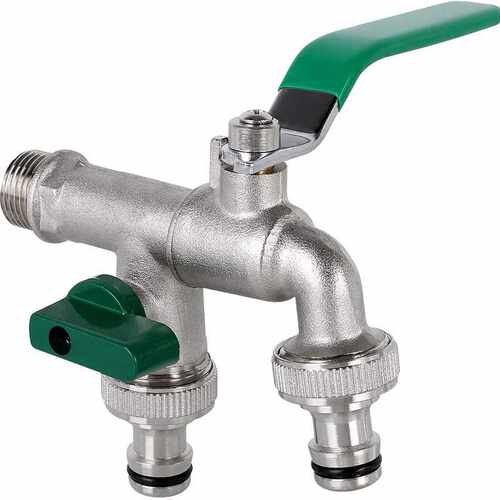 V3FP花园庭院户外防冻多功能水龙头4分6分进水口室外浇花双出全铜