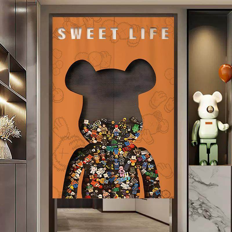 潮流网红暴力熊门帘家用客厅装饰挂帘房间隔断窗厕所遮挡帘半截