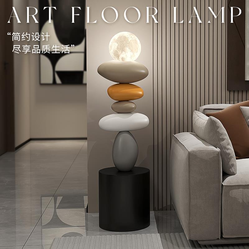 石来运转落地摆件装饰客厅电视柜沙发轻奢高档乔迁装饰品月球夜灯