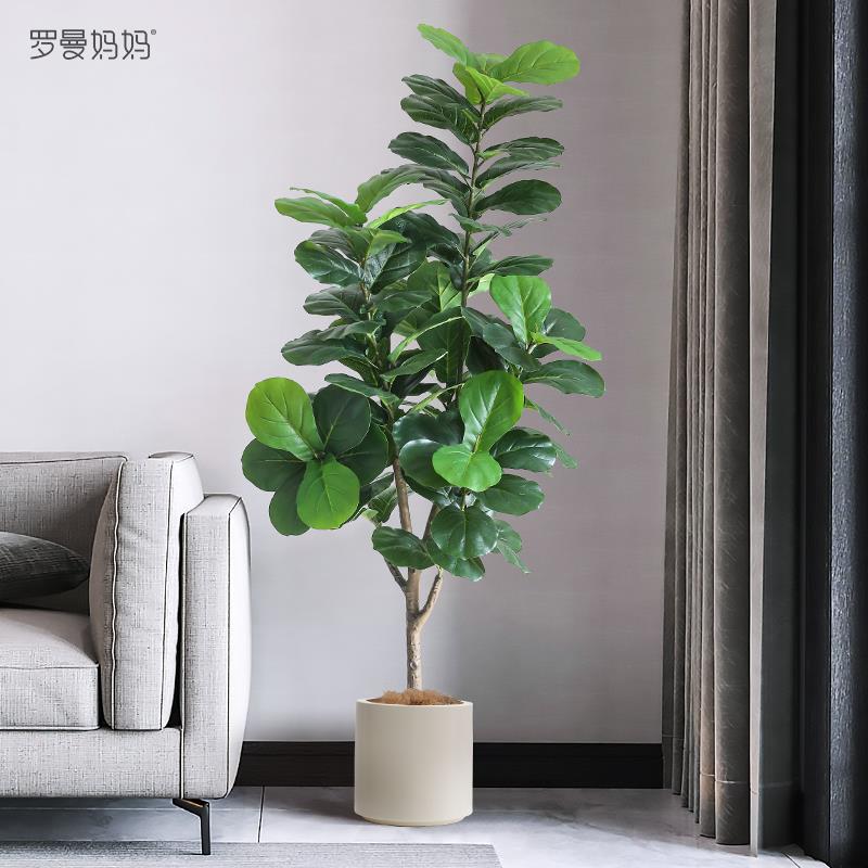 罗曼妈妈琴叶榕仿真绿植高端轻奢假植物室内客厅盆栽办公室盆景