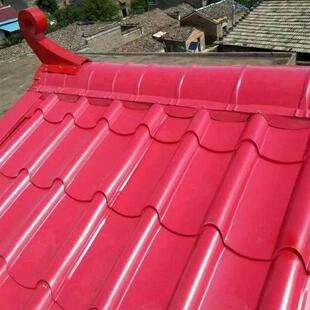 彩色钢瓦大牛角翘角彩色钢瓦翘角屋脊造型彷古建筑