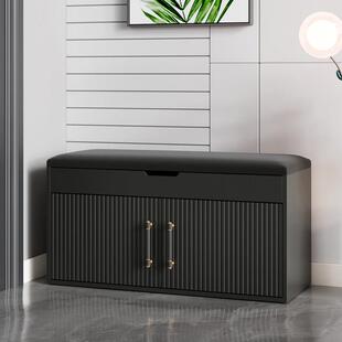 入户换鞋凳家用门口可坐鞋柜一体穿鞋凳玄关黑色高级感鞋架免安装