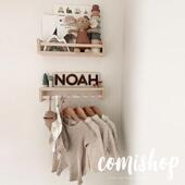 北欧同步发售儿童家居装 饰系列实木墙壁置物架婴幼儿房软装