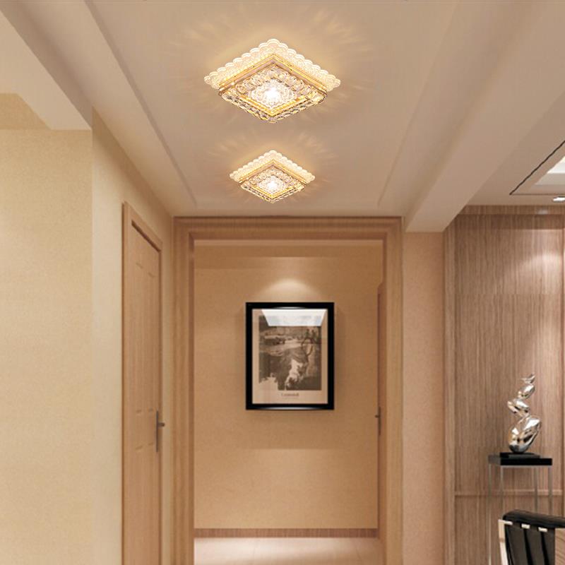 现代极简主义阳台水晶吸顶灯双色入口走廊客厅灯隐蔽通道流行Led