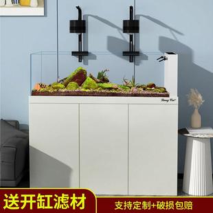 亮彩德彩水草缸水族箱底滤客厅造景超白玻璃溪流缸侧溢流生态鱼缸