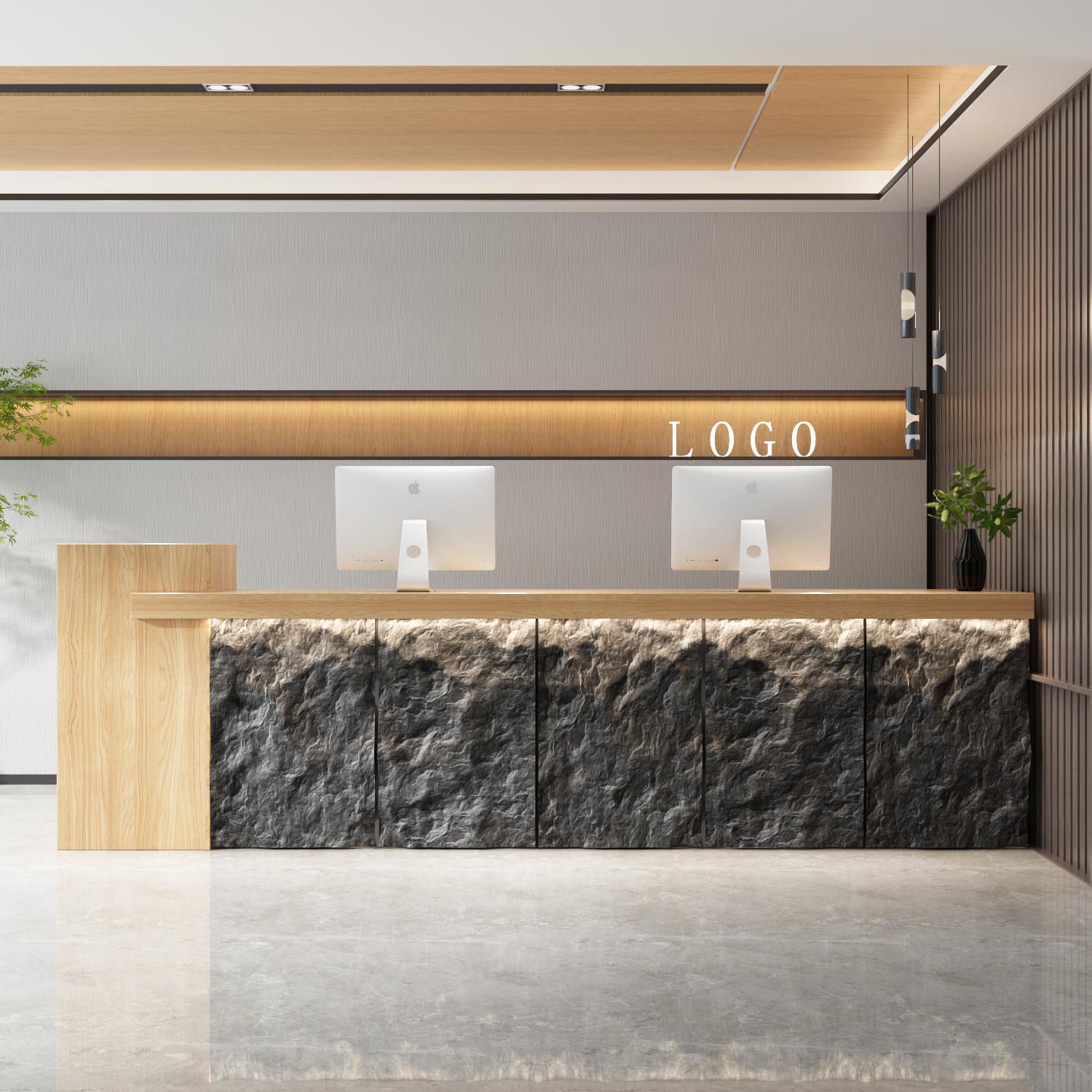 新中式餐厅饭店茶馆收银台公司民宿客栈前台接待台足浴养生馆吧台