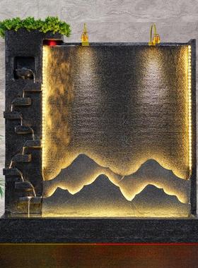 水幕墙鱼塘假山水景公司入口风水轮办公室室外客厅高山流水喷泉摆