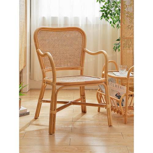 复古阳台椅子茶几套装藤编单人懒人沙发庭院休闲座椅靠背真藤编织