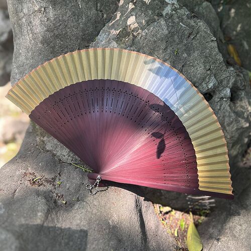 渐变扇折扇中国风旗袍扇舞蹈扇汉服便携折叠扇晨袍拍照道具扇古典