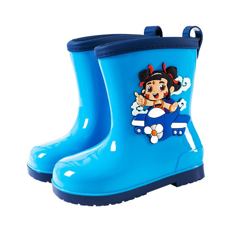 哪吒儿童雨鞋女童雨靴轻便防滑水鞋中童宝宝幼儿男童男孩小孩胶鞋