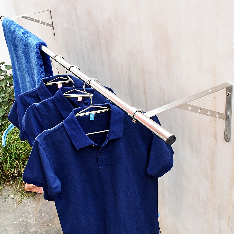 沛晴 不锈钢三角式固定晾衣杆室内墙上晒衣架阳台加厚晒被子支架
