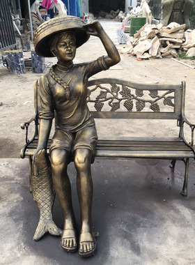 玻璃钢仿铜渔民打鱼人物雕塑渔文化主题雕像城市广场公园景观铜雕