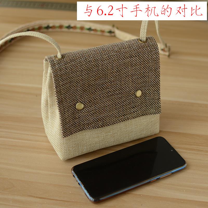 女拼色拼接文艺简约布包学生韩版森系迷你小包包民族风织带斜挎包